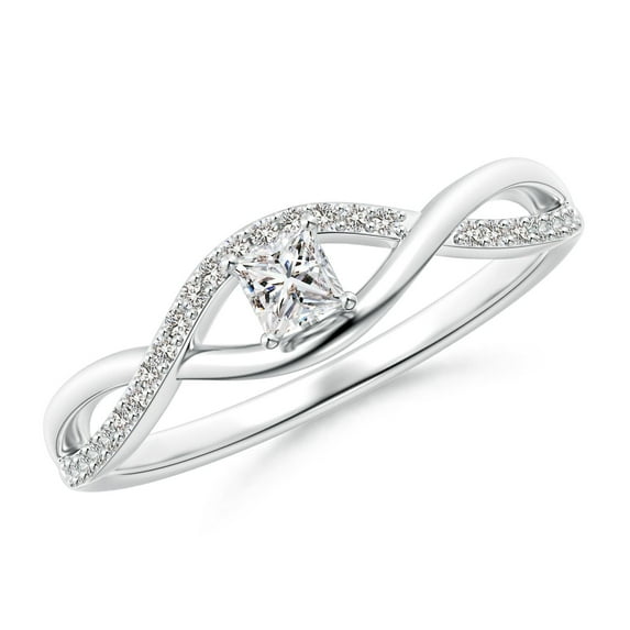 ANGARA Natural Diamond Infinity Swirl Promise Ring in 14K White Gold for Women (Size-2.9mm| Color-I-J| Clarity-I1-I2) | April Birthstone, Anniversary, Jewelry Gift for Women | Natural Diamond Ring