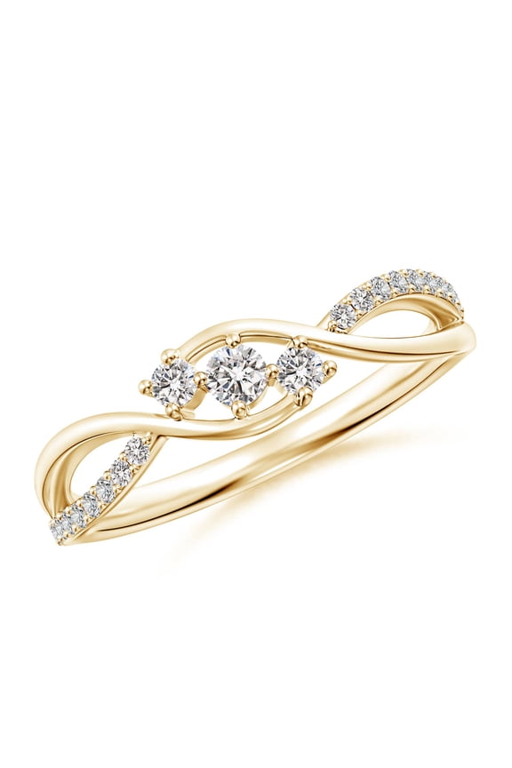 Natural Diamond Infinity Twist Bypass Ring in 14K Yellow Gold for Women (Size-2.5mm| Color-I-J| Clarity-I1-I2) | April Birthstone, Anniversary, Jewelry Gift for Women | Natural Diamond Ring