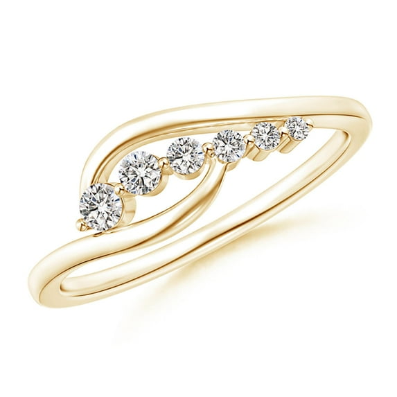ANGARA Natural Diamond Journey Bypass Ring in 14K Yellow Gold for Women (Size-2.4mm| Color-I-J| Clarity-I1-I2) | April Birthstone, Birthday, Anniversary, Jewelry Gift for Women | Natural Diamond Ring