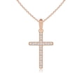 thumbnail image 1 of ANGARA Natural Diamond Latin Cross Pendant in 14K Rose Gold for Women (Size-1.35mm| Color-G| Clarity-VS2) | April Birthstone, Anniversary, Jewelry Gift for Women | Natural Diamond Necklace, 1 of 7