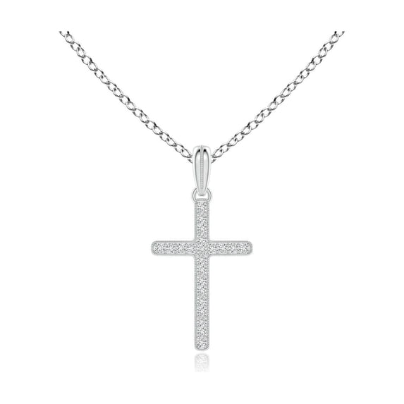 ANGARA Natural Diamond Latin Cross Pendant in 14K White Gold for Women (Size-0.9mm| Color-H| Clarity-SI2) | April Birthstone, Anniversary, Jewelry Gift for Women | Natural Diamond Necklace