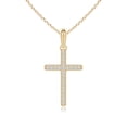 thumbnail image 1 of ANGARA Natural Diamond Latin Cross Pendant in 14K Yellow Gold for Women (Size-1.35mm| Color-H| Clarity-SI2) | April Birthstone, Anniversary, Jewelry Gift for Women | Natural Diamond Necklace, 1 of 8