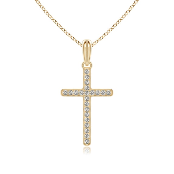 ANGARA Natural Diamond Latin Cross Pendant in 14K Yellow Gold for Women (Size-1.35mm| Color-K| Clarity-I3) | April Birthstone, Anniversary, Jewelry Gift for Women | Natural Diamond Necklace