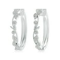thumbnail image 1 of ANGARA Natural Diamond Leaf Hoop Earrings in 14K White Gold for Women (Size-1.6mm| Color-I-J| Clarity-I1-I2) | April Birthstone, Anniversary, Jewelry Gift for Women | Natural Diamond Earrings, 1 of 8