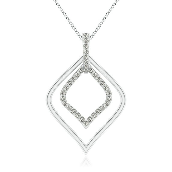 ANGARA Natural Diamond Leaf-Shaped Drop Pendant in 14K White Gold for Women (Size-1.35mm| Color-K| Clarity-I3) | April Birthstone, Anniversary, Jewelry Gift for Women | Natural Diamond Necklace