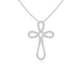 thumbnail image 1 of ANGARA Natural Diamond Loop Cross Pendant in 14K White Gold for Women (Size-1.1mm | Color-H | Clarity-SI2) | April Birthstone, Birthday, Anniversary, Jewelry Gift for Women | Natural Diamond Necklace, 1 of 7