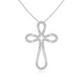 thumbnail image 1 of ANGARA Natural Diamond Loop Cross Pendant in 14K White Gold for Women (Size-1.35mm| Color-I-J| Clarity-I1-I2) | April Birthstone, Anniversary, Jewelry Gift for Women | Natural Diamond Necklace, 1 of 7