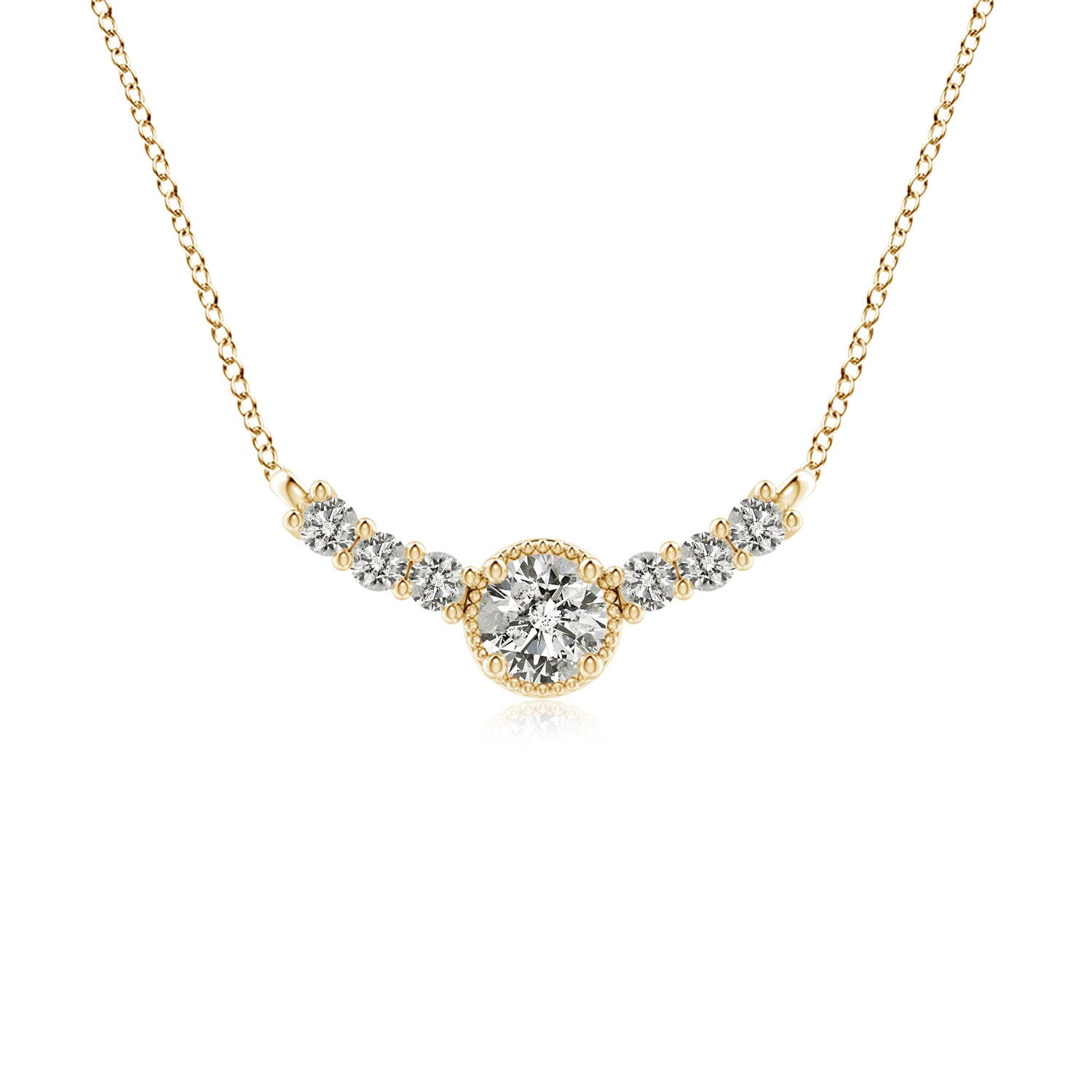 ANGARA Natural Diamond Necklace for Women in 14K Yellow Gold - Vintage ...