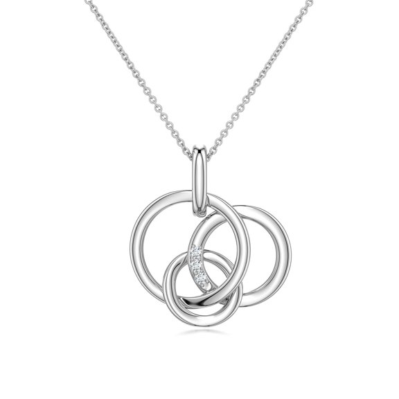 ANGARA Natural Diamond Necklace for Women in Sterling Silver - Diamond Interlocking Triple Circle Pendant Necklace, April Birthstone Jewelry