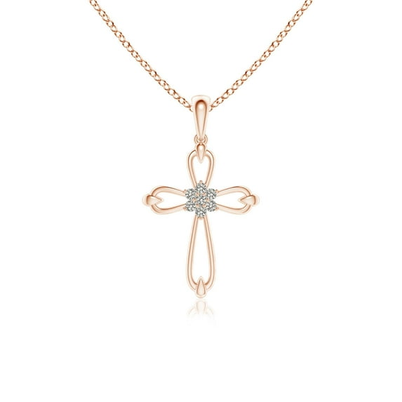 ANGARA Natural Diamond Open Cross Pendant in 14K Rose Gold for Women (Size-1.25mm| Color-K| Clarity-I3) | April Birthstone, Anniversary, Jewelry Gift for Women | Natural Diamond Necklace