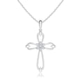 thumbnail image 1 of ANGARA Natural Diamond Open Cross Pendant in 14K White Gold for Women (Size-1.65mm| Color-G| Clarity-VS2) | April Birthstone, Anniversary, Jewelry Gift for Women | Natural Diamond Necklace, 1 of 7