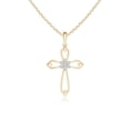 thumbnail image 1 of ANGARA Natural Diamond Open Cross Pendant in 14K Yellow Gold for Women (Size-1.25mm| Color-H| Clarity-SI2) | April Birthstone, Anniversary, Jewelry Gift for Women | Natural Diamond Necklace, 1 of 7