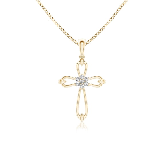 ANGARA Natural Diamond Open Cross Pendant in 14K Yellow Gold for Women (Size-1.25mm| Color-H| Clarity-SI2) | April Birthstone, Anniversary, Jewelry Gift for Women | Natural Diamond Necklace
