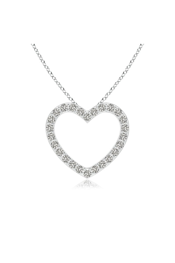 Natural Diamond Open Heart Pendant in 925 Sterling Silver for Women (Size-0.9mm| Color-K| Clarity-I3) | April Birthstone, Anniversary, Jewelry Gift for Women | Natural Diamond Necklace