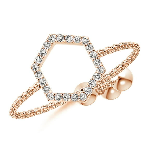 ANGARA Natural Diamond Open Hexagon Bolo Ring in 14K Rose Gold for Women (Size-0.9mm| Color-I-J| Clarity-I1-I2) | April Birthstone, Anniversary, Jewelry Gift for Women | Natural Diamond Ring