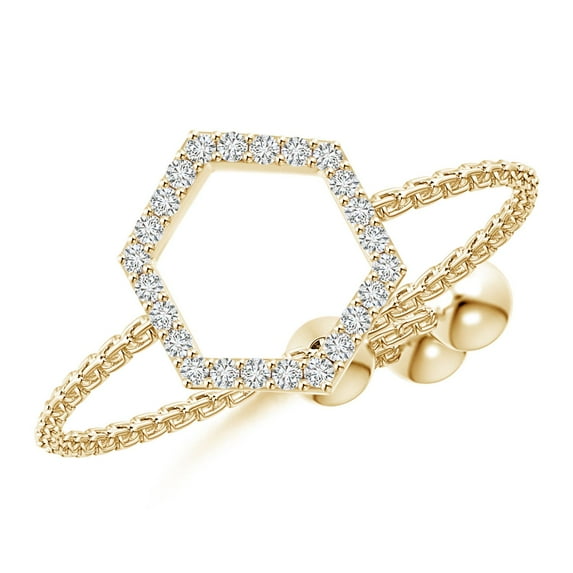 ANGARA Natural Diamond Open Hexagon Bolo Ring in 14K Yellow Gold for Women (Size-0.9mm | Color-H| Clarity-SI2) | April Birthstone, Birthday, Anniversary, Jewelry Gift for Women | Natural Diamond Ring
