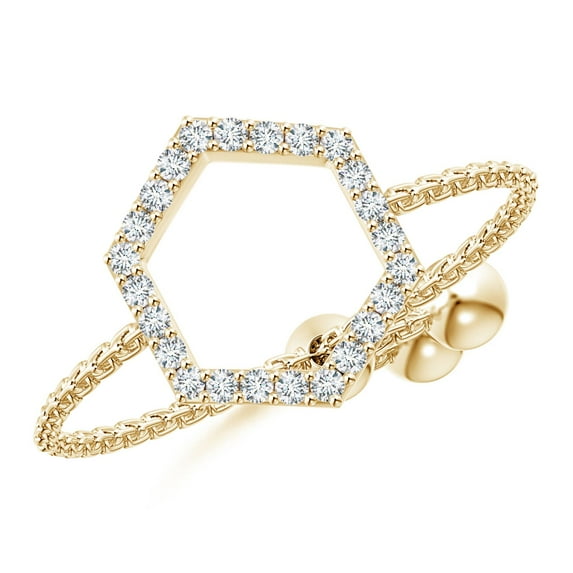 ANGARA Natural Diamond Open Hexagon Bolo Ring in 14K Yellow Gold for Women (Size-1mm | Color-G | Clarity-VS2) | April Birthstone, Birthday, Anniversary, Jewelry Gift for Women | Natural Diamond Ring