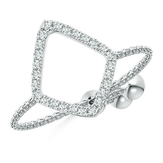 ANGARA Natural Diamond Open Rhombus Bolo Ring in 14K White Gold for Women (Size-1mm | Color-G | Clarity-VS2) | April Birthstone, Birthday, Anniversary, Jewelry Gift for Women | Natural Diamond Ring