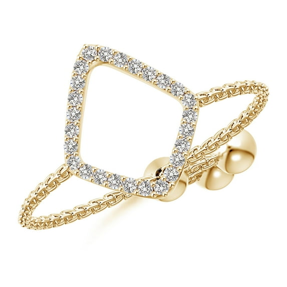 ANGARA Natural Diamond Open Rhombus Bolo Ring in 14K Yellow Gold for Women (Size-0.9mm| Color-I-J| Clarity-I1-I2) | April Birthstone, Anniversary, Jewelry Gift for Women | Natural Diamond Ring