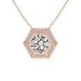 thumbnail image 1 of ANGARA Natural Diamond Pendant with Hexagonal Halo in 14K Rose Gold for Women (Size-5.6mm| Color-K| Clarity-I3) | April Birthstone, Anniversary, Jewelry Gift for Women | Natural Diamond Necklace, 1 of 7