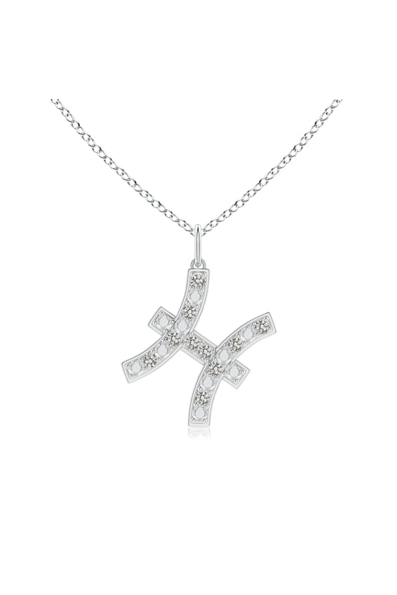 Natural Diamond Pisces Zodiac Pendant Necklace for Women in 925 Sterling Silver (Color-K, Clarity-I3) | Astrology Jewelry Gift for her | Birthday | Wedding Anniversary | Valentines Day