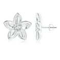 thumbnail image 1 of ANGARA Natural Diamond Plumeria Flower Earrings in 14K White Gold for Women (Size-4.1mm| Color-G| Clarity-VS2) | April Birthstone, Anniversary, Jewelry Gift for Women | Natural Diamond Earrings, 1 of 7