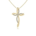 thumbnail image 1 of ANGARA Natural Diamond Ribbon Cross Pendant in 14K Yellow Gold for Women (Size-1.1mm| Color-K| Clarity-I3) | April Birthstone, Birthday, Anniversary, Jewelry Gift for Women | Natural Diamond Necklace, 1 of 7