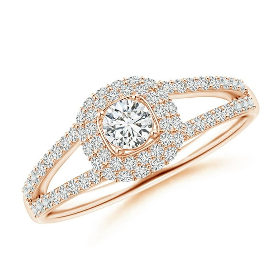 ANGARA Natural Diamond Ring with Accented Split Shank in 14K Rose Gold for Women (Size-3.7mm| Color-H| Clarity-SI2) | April Birthstone, Anniversary, Jewelry Gift for Women | Natural Diamond Ring