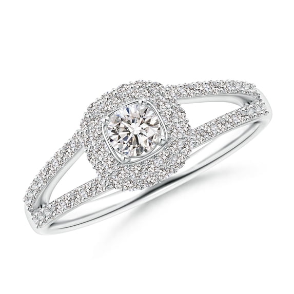 ANGARA Natural Diamond Ring with Accented Split Shank in 14K White Gold for Women (Size-3.7mm| Color-I-J| Clarity-I1-I2) | April Birthstone, Anniversary, Jewelry Gift for Women | Natural Diamond Ring