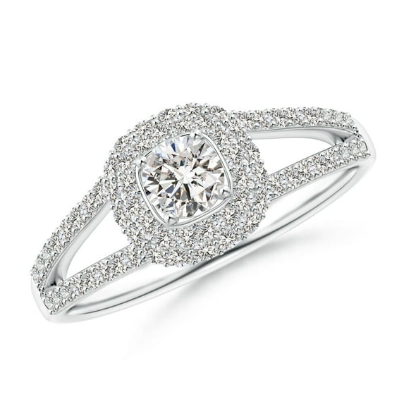 ANGARA Natural Diamond Ring with Accented Split Shank in 14K White Gold for Women (Size-4.2mm| Color-I-J| Clarity-I1-I2) | April Birthstone, Anniversary, Jewelry Gift for Women | Natural Diamond Ring