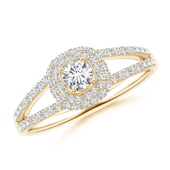 ANGARA Natural Diamond Ring with Accented Split Shank in 14K Yellow Gold for Women (Size-3.7mm| Color-G| Clarity-VS2) | April Birthstone, Anniversary, Jewelry Gift for Women | Natural Diamond Ring