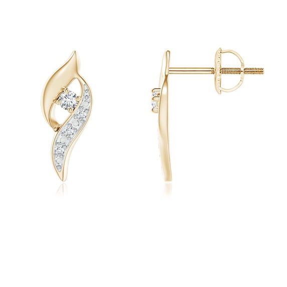 ANGARA Natural Diamond Shell Stud Earrings in 14K Yellow Gold for Women (Size-1.8mm| Color-G| Clarity-VS2) | April Birthstone, Birthday, Anniversary, Jewelry Gift for Women | Natural Diamond Earrings