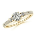 thumbnail image 1 of ANGARA Natural Diamond Side Stone Engagement Ring in 14K Yellow Gold for Women (Size-5.9mm| Color-K| Clarity-I3) | April Birthstone, Anniversary, Jewelry Gift for Women | Natural Diamond Ring, 1 of 10