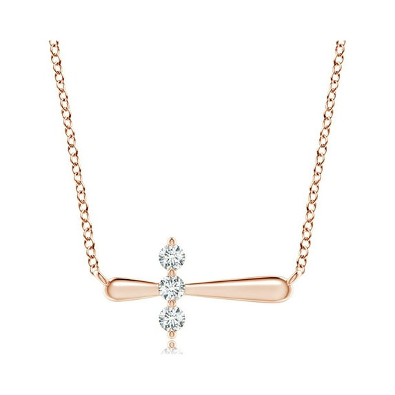 ANGARA Natural Diamond Sideways Cross Necklace in 14K Rose Gold for Women (Size-2mm| Color-G| Clarity-VS2) | April Birthstone, Birthday, Anniversary, Jewelry Gift for Women | Natural Diamond Necklace