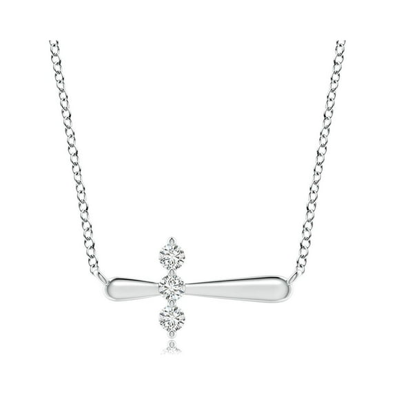 ANGARA Natural Diamond Sideways Cross Necklace in 14K White Gold for Women (Size-2mm| Color-H| Clarity-SI2) | April Birthstone, Anniversary, Jewelry Gift for Women | Natural Diamond Necklace