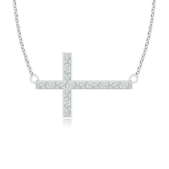 ANGARA Natural Diamond Sideways Cross Necklace in 925 Sterling Silver for Women (Size-1mm| Color-G| Clarity-VS2) | April Birthstone, Anniversary, Jewelry Gift for Women | Natural Diamond Necklace