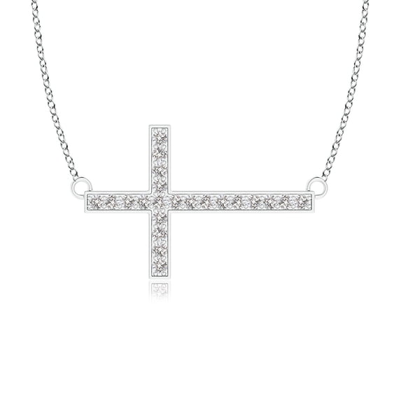 ANGARA Natural Diamond Sideways Cross Necklace in 925 Sterling Silver for Women (Size-1mm| Color-I-J| Clarity-I1-I2) | April Birthstone, Anniversary, Jewelry Gift for Women | Natural Diamond Necklace
