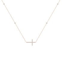 ANGARA Natural Diamond Sideways Cross Station Necklace in 14K Rose Gold for Women (Size-2mm| Color-G| Clarity-VS2) | April Birthstone, Anniversary, Jewelry Gift for Women | Natural Diamond Necklace