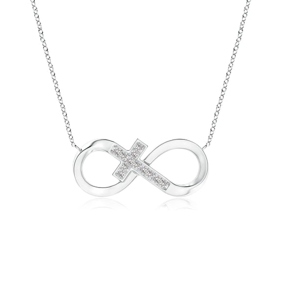 ANGARA Natural Diamond Sideways Infinity Cross Pendant in 14K White Gold for Women (Size-1mm| Color-I-J| Clarity-I1-I2) | Anniversary, Jewelry Gift for Women | Natural Diamond Necklace
