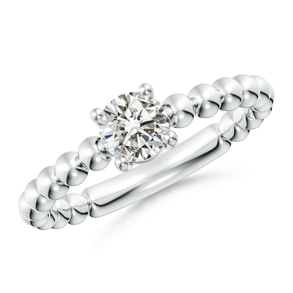 ANGARA Natural Diamond Solitaire Beaded Shank Ring in 14K White Gold for Women (Size-5.1mm| Color-I-J| Clarity-I1-I2) | April Birthstone, Anniversary, Jewelry Gift for Women | Natural Diamond Ring