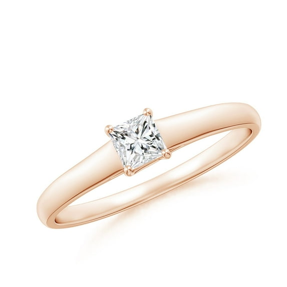 ANGARA Natural Diamond Solitaire Engagement Ring in 14K Rose Gold for Women (Size-3.5mm| Color-H| Clarity-SI2) | April Birthstone, Anniversary, Jewelry Gift for Women | Natural Diamond Ring