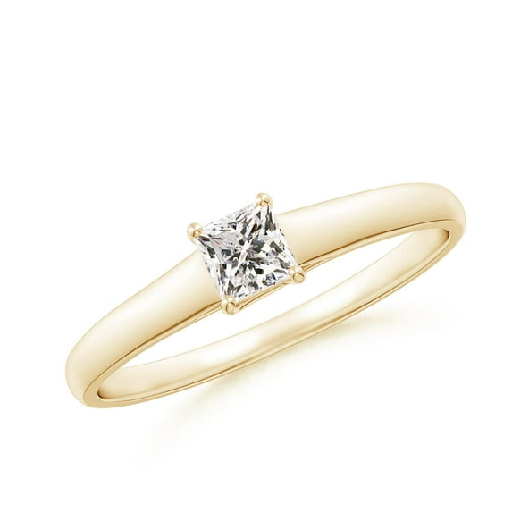 ANGARA Natural Diamond Solitaire Engagement Ring in 14K Yellow Gold for Women (Size-3.5mm| Color-K| Clarity-I3) | April Birthstone, Anniversary, Jewelry Gift for Women | Natural Diamond Ring