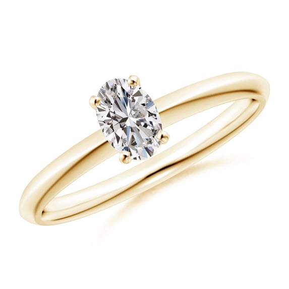 ANGARA Natural Diamond Solitaire Engagement Ring in 14K Yellow Gold for Women (Size-6x4mm| Color-I-J| Clarity-I1-I2) | April Birthstone, Anniversary, Jewelry Gift for Women | Natural Diamond Ring