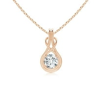 ANGARA Natural Diamond Solitaire Infinity Knot Pendant in 14K Rose Gold for Women (Size-5.1mm| Color-G| Clarity-VS2) | April Birthstone, Anniversary, Jewelry Gift for Women | Natural Diamond Necklace