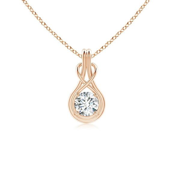 ANGARA Natural Diamond Solitaire Infinity Knot Pendant in 14K Rose Gold for Women (Size-5.1mm| Color-G| Clarity-VS2) | April Birthstone, Anniversary, Jewelry Gift for Women | Natural Diamond Necklace