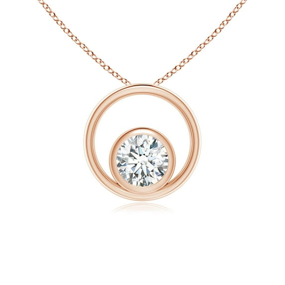 ANGARA Natural Diamond Solitaire Open Circle Pendant in 14K Rose Gold for Women (Size-4.1mm| Color-G| Clarity-VS2) | April Birthstone, Anniversary, Jewelry Gift for Women | Natural Diamond Necklace
