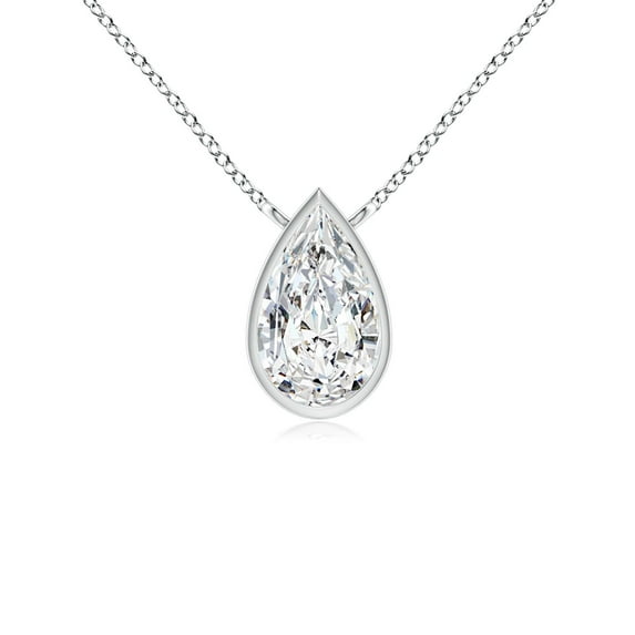 ANGARA Natural Diamond Solitaire Pendant in 14K White Gold for Women (Size-4x2.5mm| Color-H| Clarity-SI2) | April Birthstone, Anniversary, Jewelry Gift for Women | Natural Diamond Necklace