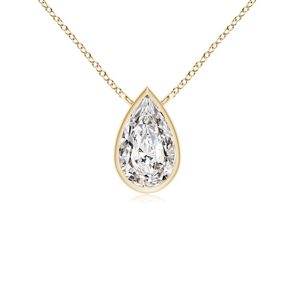 ANGARA Natural Diamond Solitaire Pendant in 14K Yellow Gold for Women (Size-4x2.5mm| Color-I-J| Clarity-I1-I2) | April Birthstone, Anniversary, Jewelry Gift for Women | Natural Diamond Necklace