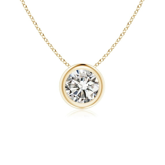 Angara Natural Diamond Necklace for Women in 14K Yellow Gold (Size-5.1mm) - April Birthstone Jewelry | Round Diamond Pendant Necklace
