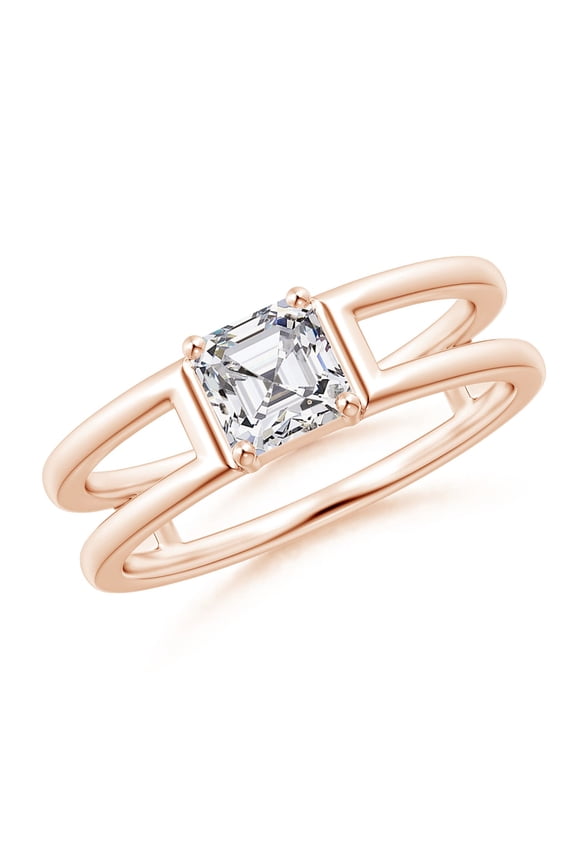 Natural Parallel Split Shank Asscher Diamond Ring in 14K Rose Gold for Women (Size-5mm| Color-H| Clarity-SI2) | April Birthstone, Anniversary, Jewelry Gift for Women | Natural Diamond Ring
